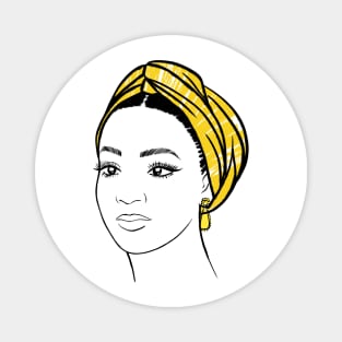 beautiful african american girl in yellow turban Magnet